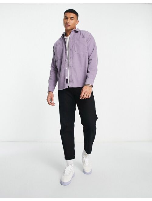 Only & Sons cord overshirt in lilac
