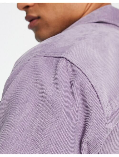 Only & Sons cord overshirt in lilac