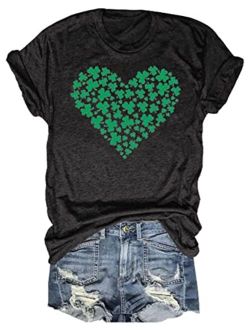 Beopjesk Womens St Patrick's Day Clover T-Shirt Blessed and Lucky Graphic Tees I'm One Lucky Mama Tops