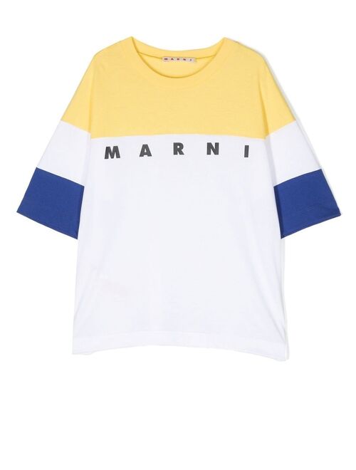 Marni Kids logo-print panelled T-shirt