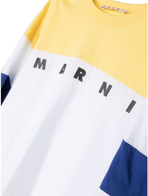 Marni Kids logo-print panelled T-shirt