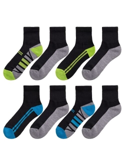 Boys Tek Gear Cushioned 8-pack Performance Quarter Socks