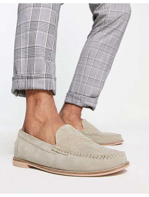 Office melvin penny loafers in beige suede