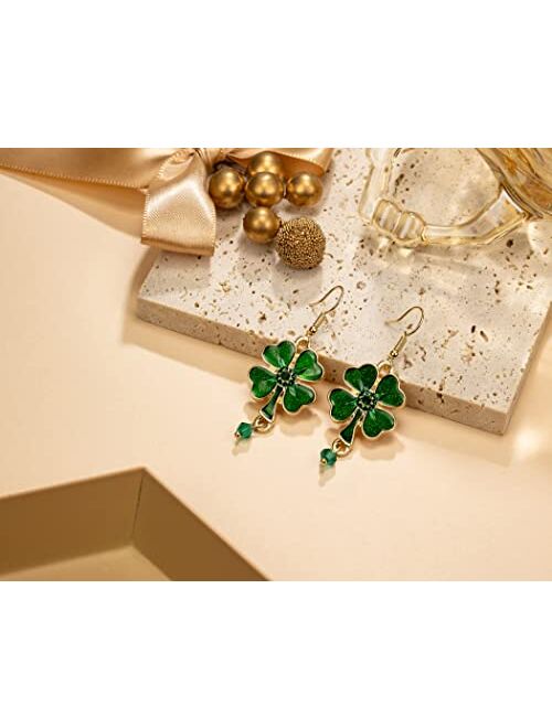 Ofgot7 St Patricks day Decorations, Clover Earrings for Girls Women, Good Luck Shamrocks Jewelry, Charm Irish Party Gift