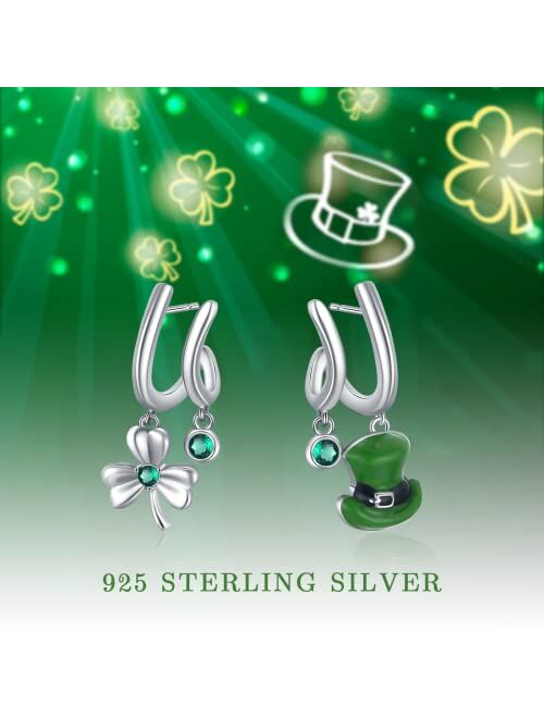 Soeson Clover Shamrock Earrings Sterling Silver Clover Shamrock Drop Dangle St. Patrick's Day Earrings Christmas Irish Shamrock Jewelry Gift for Women
