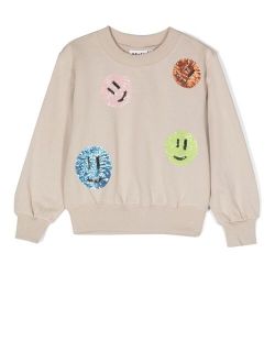 sequin-faces organic cotton sweatshirt