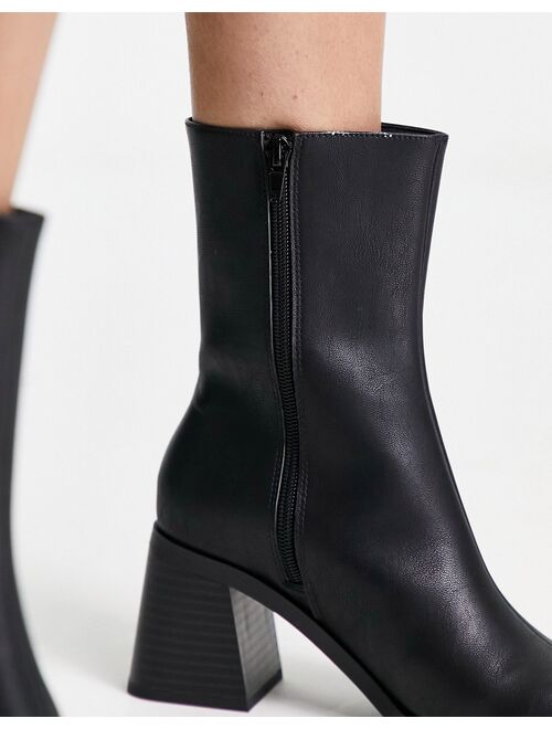 Monki heeled ankle boot in black