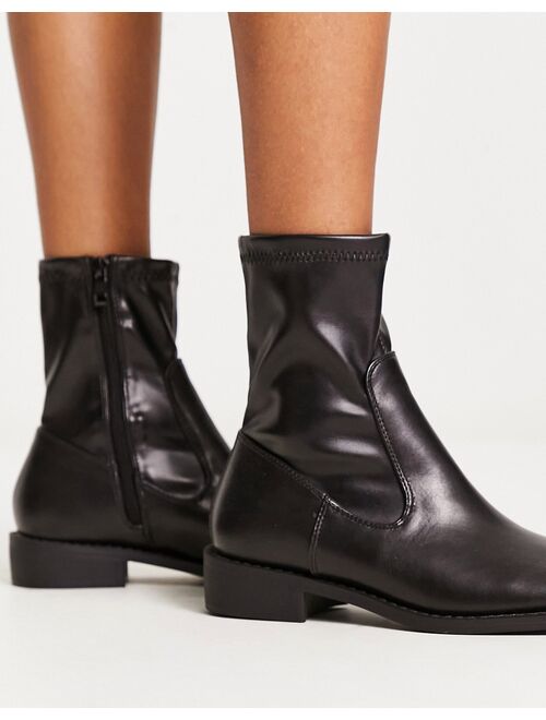 RAID Wide Fit Annelien square toe sock boots in black - excusive to ASOS