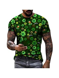 Zeiyignr St Patricks Day Shirt Men Irish Shamrock Paddy's Day Clothes Top Trendy Green Clover Print Tshirts Short Sleeve Tees
