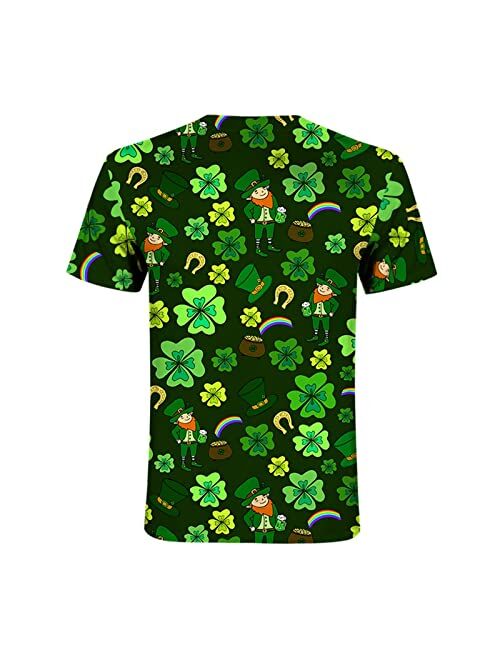 Zeiyignr St Patricks Day Shirt Men Irish Shamrock Paddy's Day Clothes Top Trendy Green Clover Print Tshirts Short Sleeve Tees