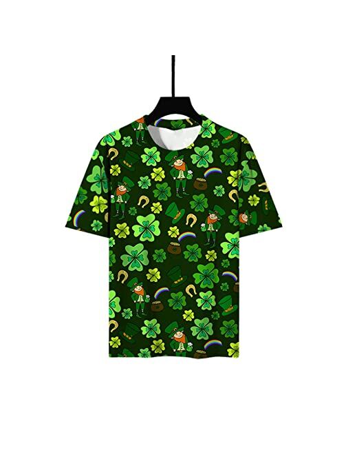 Zeiyignr St Patricks Day Shirt Men Irish Shamrock Paddy's Day Clothes Top Trendy Green Clover Print Tshirts Short Sleeve Tees