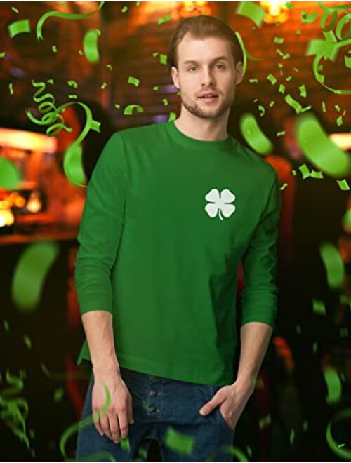 Tstars Irish Shamrock St Patricks Day Shirt Men Pocket Size Clover Long Sleeve T-Shirt