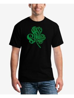 LA POP ART Men's St. Patrick's Day Shamrock Word Art Graphic T-shirt