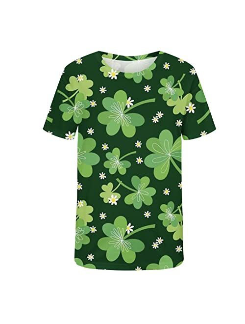 Dgoopd Men's Happy St. Patrick's Day T-Shirt Short Set Funny Clover Print Shirt and Short Pants Set Casual Workout Sets 2 Piece Suit