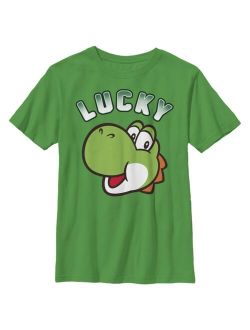 NINTENDO Boy's Super Mario St. Patrick's Day Lucky Yoshi Retro Child T-Shirt