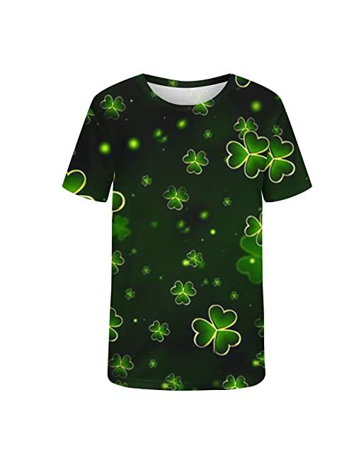 Dgoopd Men's Happy St. Patrick's Day T-Shirt and Shorts Set Short Sleeve Irish Green Shirt with Clover Slim Fit Sport Shirt Pant Set