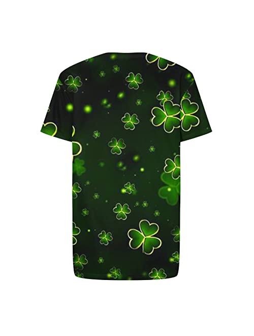 Dgoopd Men's Happy St. Patrick's Day T-Shirt and Shorts Set Short Sleeve Irish Green Shirt with Clover Slim Fit Sport Shirt Pant Set