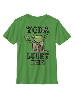 DISNEY LUCASFILM Boy's Star Wars St. Patrick's Day Cartoon Yoda Lucky One Child T-Shirt