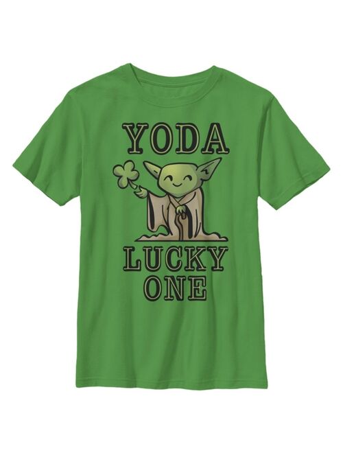DISNEY LUCASFILM Boy's Star Wars St. Patrick's Day Cartoon Yoda Lucky One Child T-Shirt