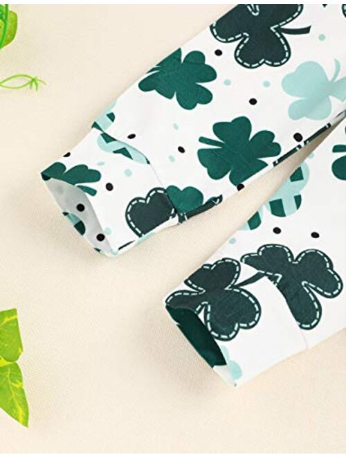 Recabee Baby Boy Girl St. Patrick's Day Clothes Four Leaf Clover Print Hoodie Sweatshirt and Pant St. Patrick's Day Outfits