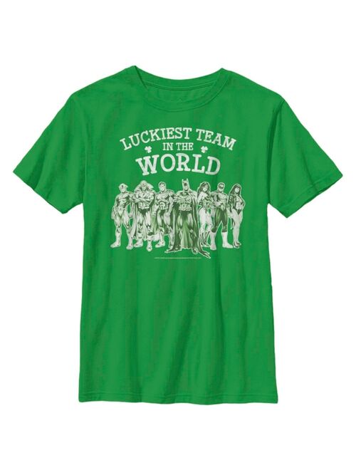 DC COMICS Boy's Justice League St. Patrick's Day Luckiest Team in the World Child T-Shirt