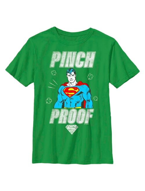 DC COMICS Boy's Superman St. Patrick's Day Pinch Proof Man of Steel Child T-Shirt