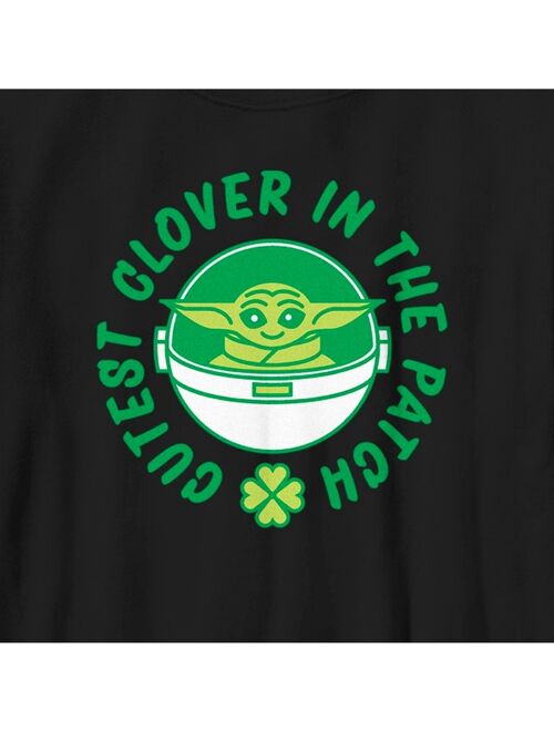 DISNEY LUCASFILM Boy's Star Wars: The Mandalorian St. Patrick's Day Grogu Cutest Clover in the Patch Child T-Shirt