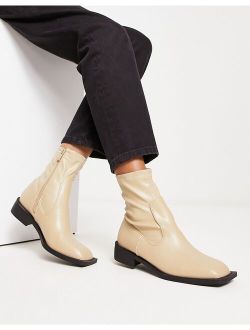 RAID Annelien square toe sock boots in oat milk - exclusive to ASOS