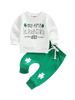 Ma&Baby My First St. Patrick's Day Newborn Baby Boys Clothes Sets Long Sleeve Sweatshirts Tops+Green Drawstring Pants