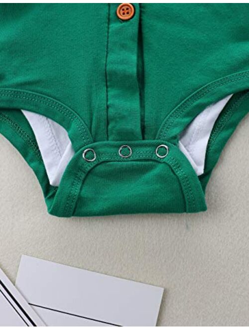 Kangkang Newborn Baby Boys My 1st ST Patrick's Day Green Outfit Bodysuit Romper + Pants Clothes 3Pcs Sets