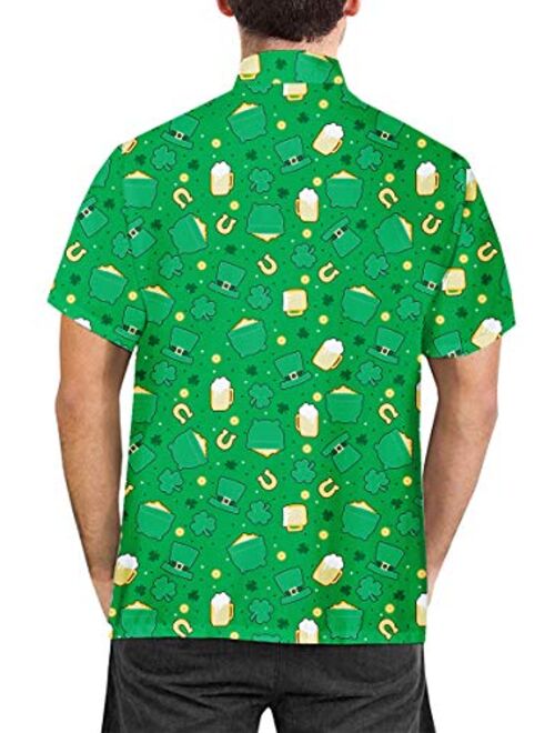 Arvilhill St Patrick's Day Men's Short Sleeves Button Down Shirt