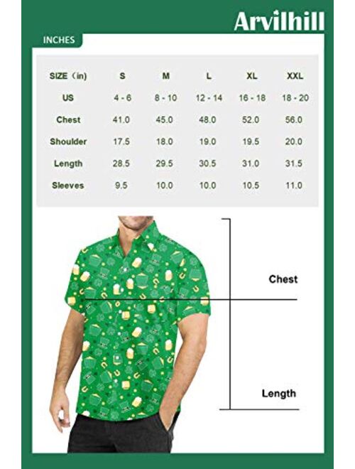 Arvilhill St Patrick's Day Men's Short Sleeves Button Down Shirt