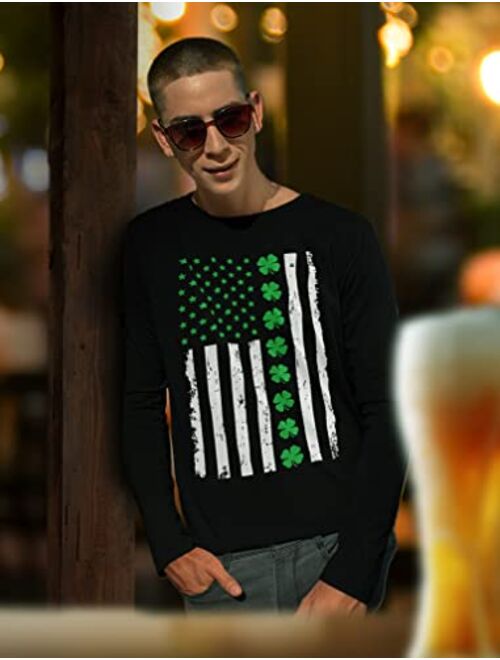 The Drop Tstars St Patricks Day Shirt Irish Clothing Shamrock Clover Long Sleeve T-Shirt for Men