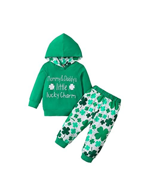 Goocheer St. Patrick's Day Baby Boy Girl Outfit Long Sleeves Hoodie Top Pants Baby Boys Girls St Patrick's Day Clothes