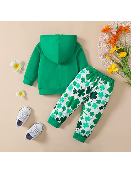 Goocheer St. Patrick's Day Baby Boy Girl Outfit Long Sleeves Hoodie Top Pants Baby Boys Girls St Patrick's Day Clothes