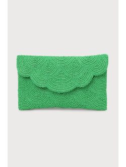 Deco Designs Green Beaded Scalloped Clutch