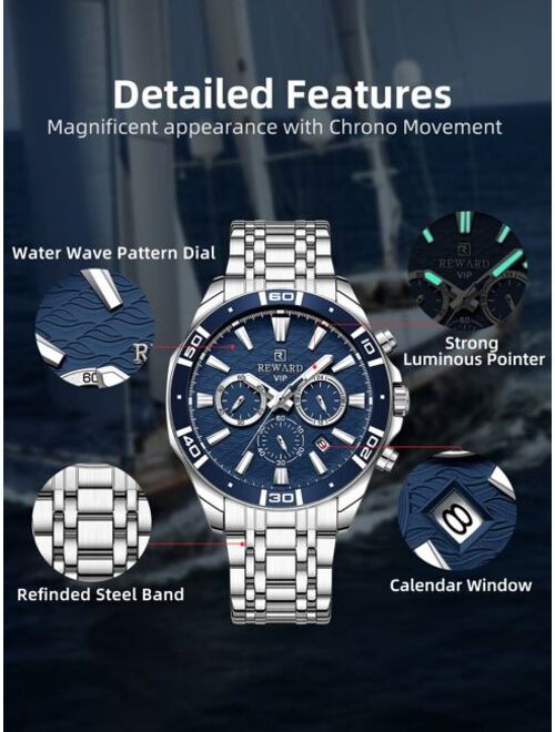 Reward Jewelry & Watches Men Waterproof Quartz Watch