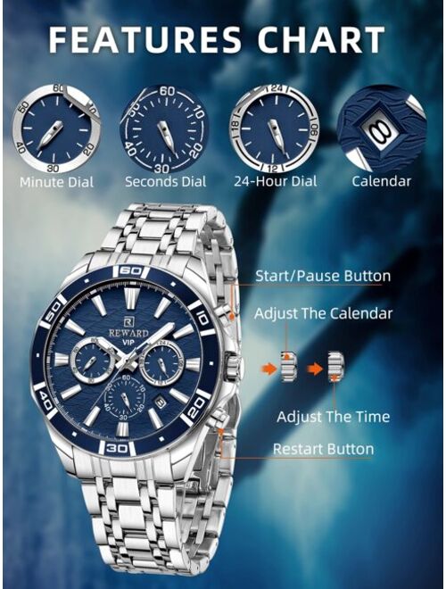 Reward Jewelry & Watches Men Waterproof Quartz Watch
