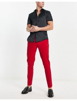skinny smart pants in burgundy