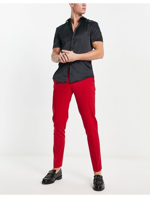ASOS DESIGN skinny smart pants in burgundy