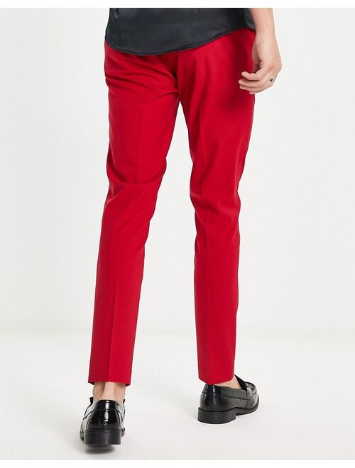 ASOS DESIGN skinny smart pants in burgundy