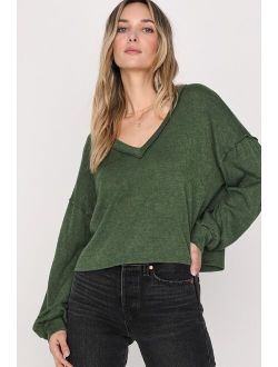 Sew It Seams Green Long Sleeve Pullover Sweater Top