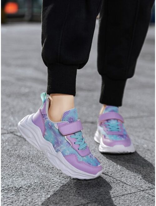Xiemo Shoes Girls Colorblock Hook-and-loop Fastener Strap Sneakers