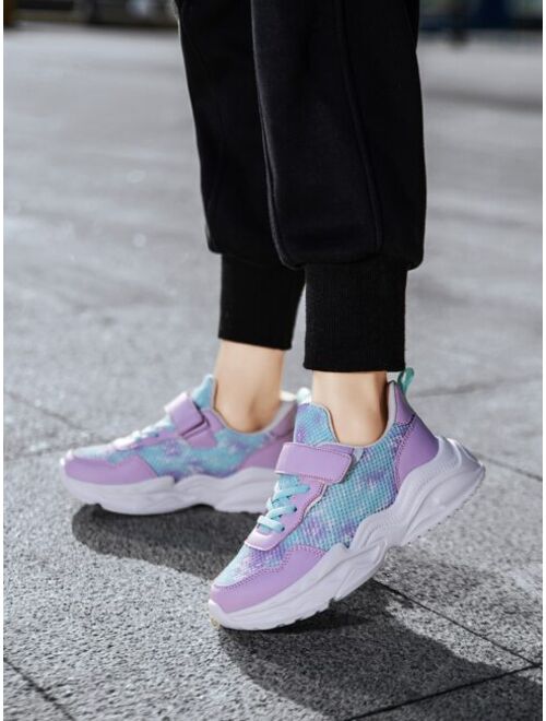 Xiemo Shoes Girls Colorblock Hook-and-loop Fastener Strap Sneakers