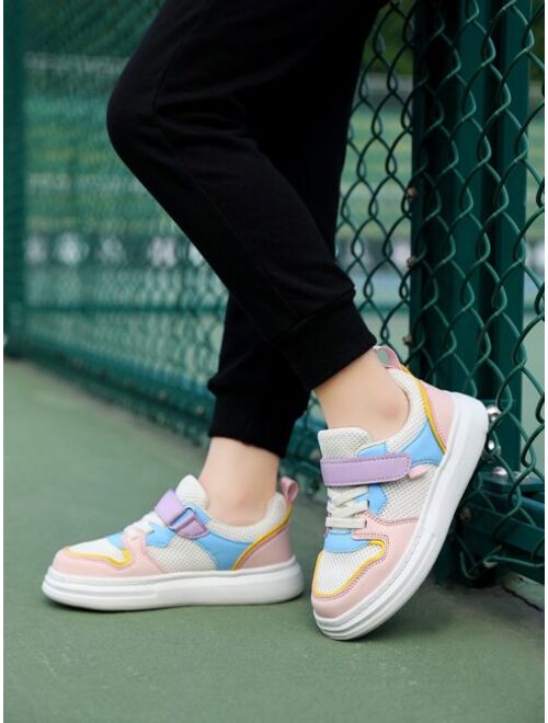 Xiemo Shoes Girls Color Block Hook-and-loop Fastener Skate Shoes