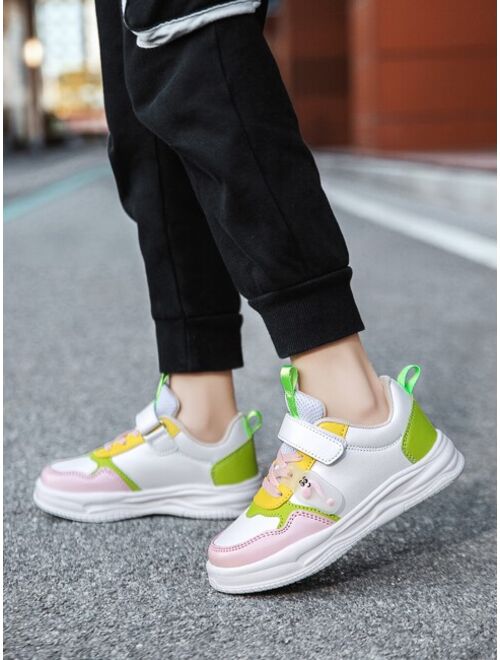 Xiemo Shoes Girls Color Block Skate Shoes Lace-up Design Sneakers
