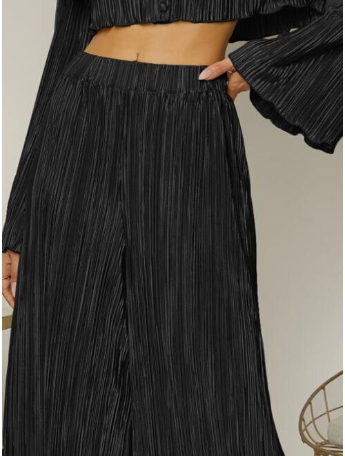 SHEIN Unity Wide Leg Plisse Pants