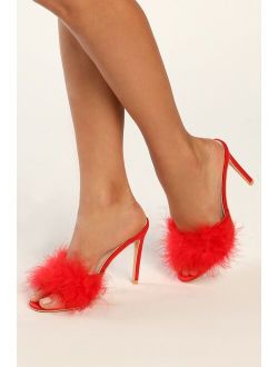 Boabaa Red Feather High Heel Sandals