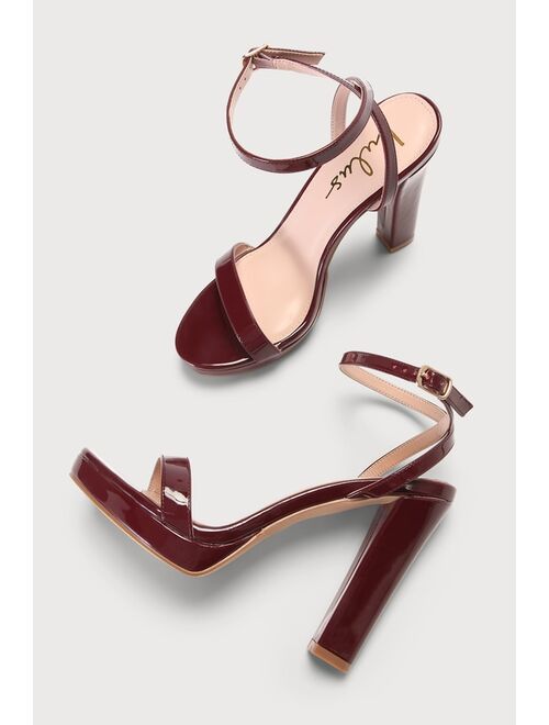 Lulus Lylaa Oxblood Patent Platform High Heel Sandals