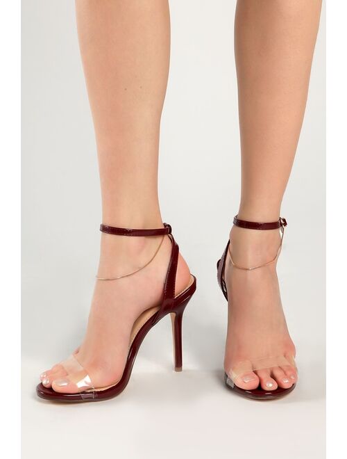 Lulus Eisley Oxblood Patent Ankle Strap Heels